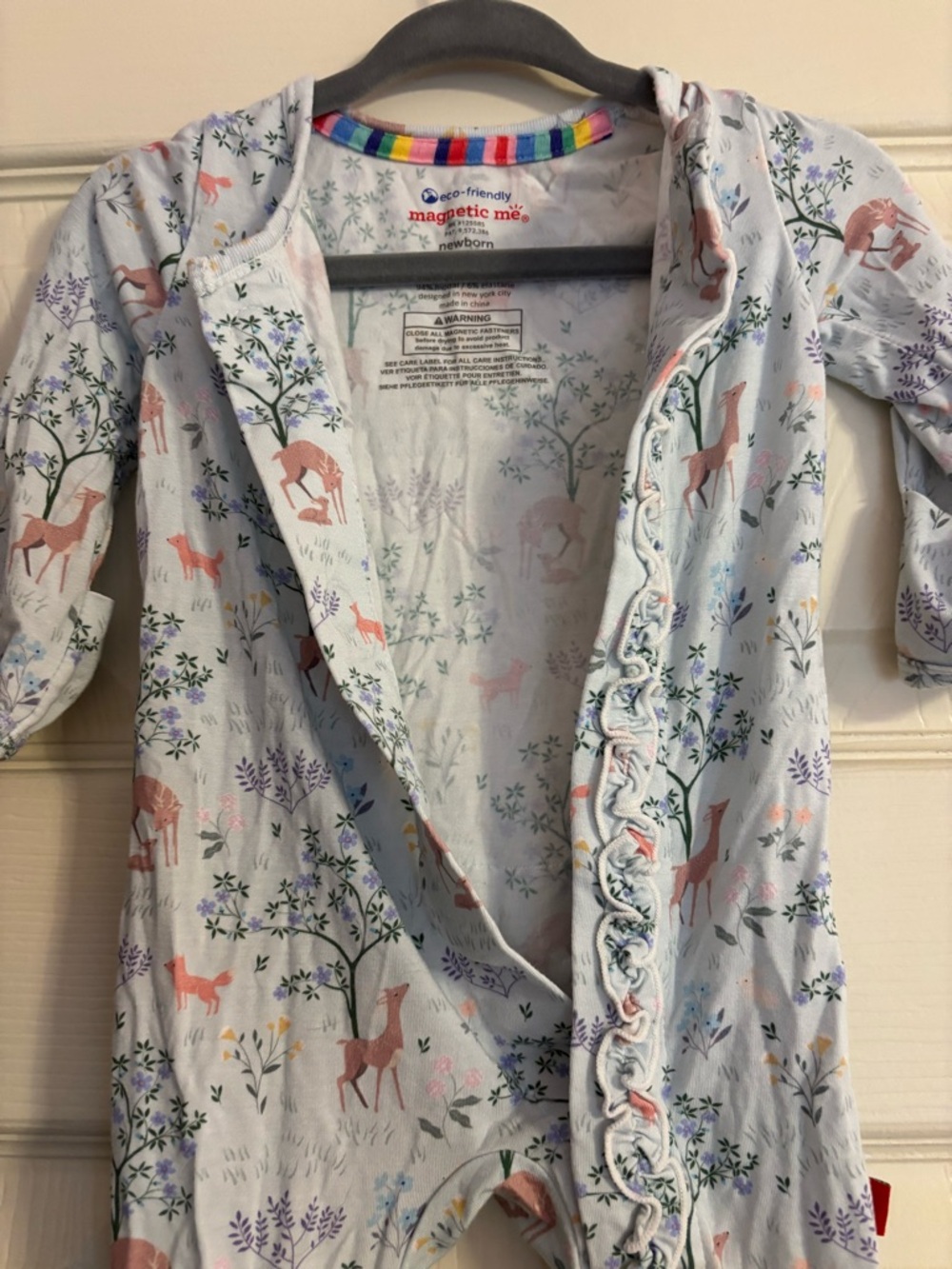 Magnetic Me Light Blue Deer Print Footed Pajamas - Picture 5 of 6